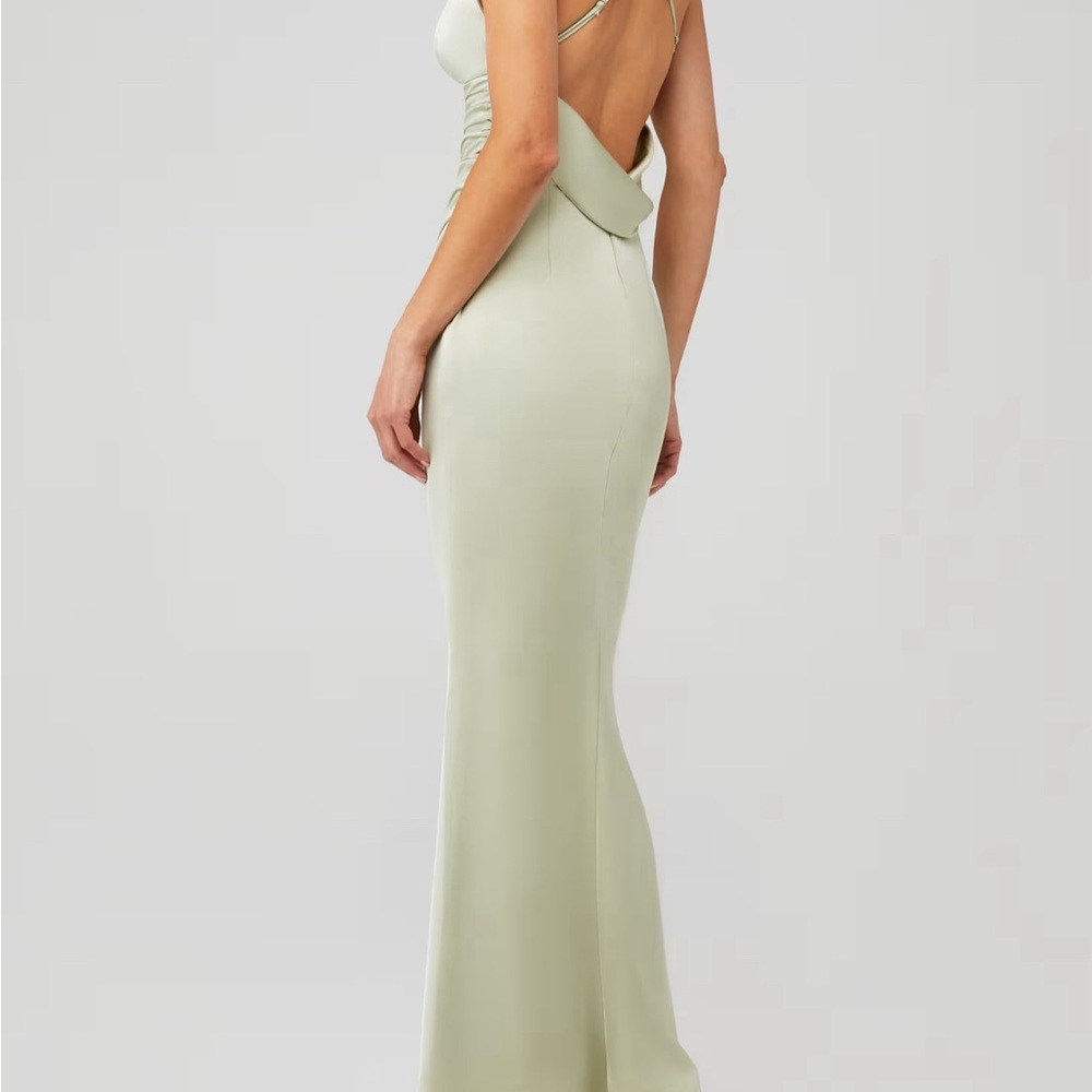Katie May Green Backless One Shoulder Gown